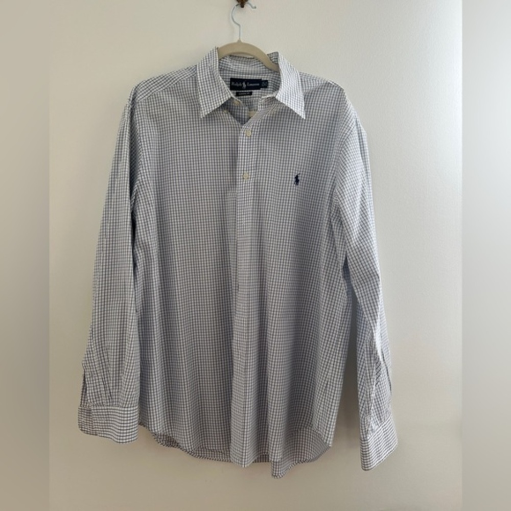 Polo Ralph Lauren Classic Fit Buttondown Blue Check XL 16.5 Neck